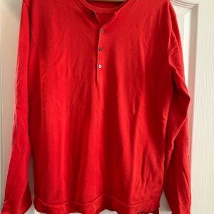 Lacoste Bright Red Knit Henley with Button Placket